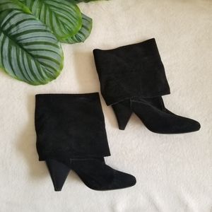 Steve Madden Leather Fold Over Heeled Boots Booties 8.5